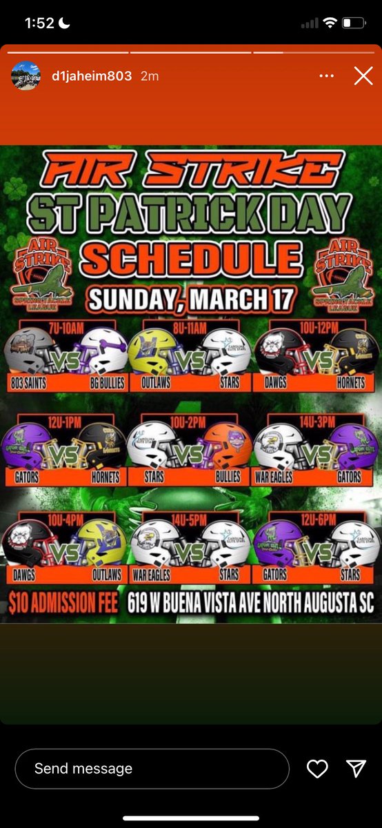 Marquell “CJ” Bush (@quellfor6) on Twitter photo I will be attending the Csra Hornets 14u Sunday , March 17 @ North Augusta Rec Football Field € <a href="/RecruitNE_GA/">RecruitNE_GA</a> <a href="/BigFaceSportss/">BigFaceSports, (Recruiting & Scouting)</a> <a href="/RecruitsGeorgia/">Georgia Recruits</a> I will be attending the Csra Hornets 14u Sunday , March 17 @ North Augusta Rec Football Field € <a href="/RecruitNE_GA/">RecruitNE_GA</a> <a href="/BigFaceSportss/">BigFaceSports, (Recruiting & Scouting)</a> <a href="/RecruitsGeorgia/">Georgia Recruits</a>