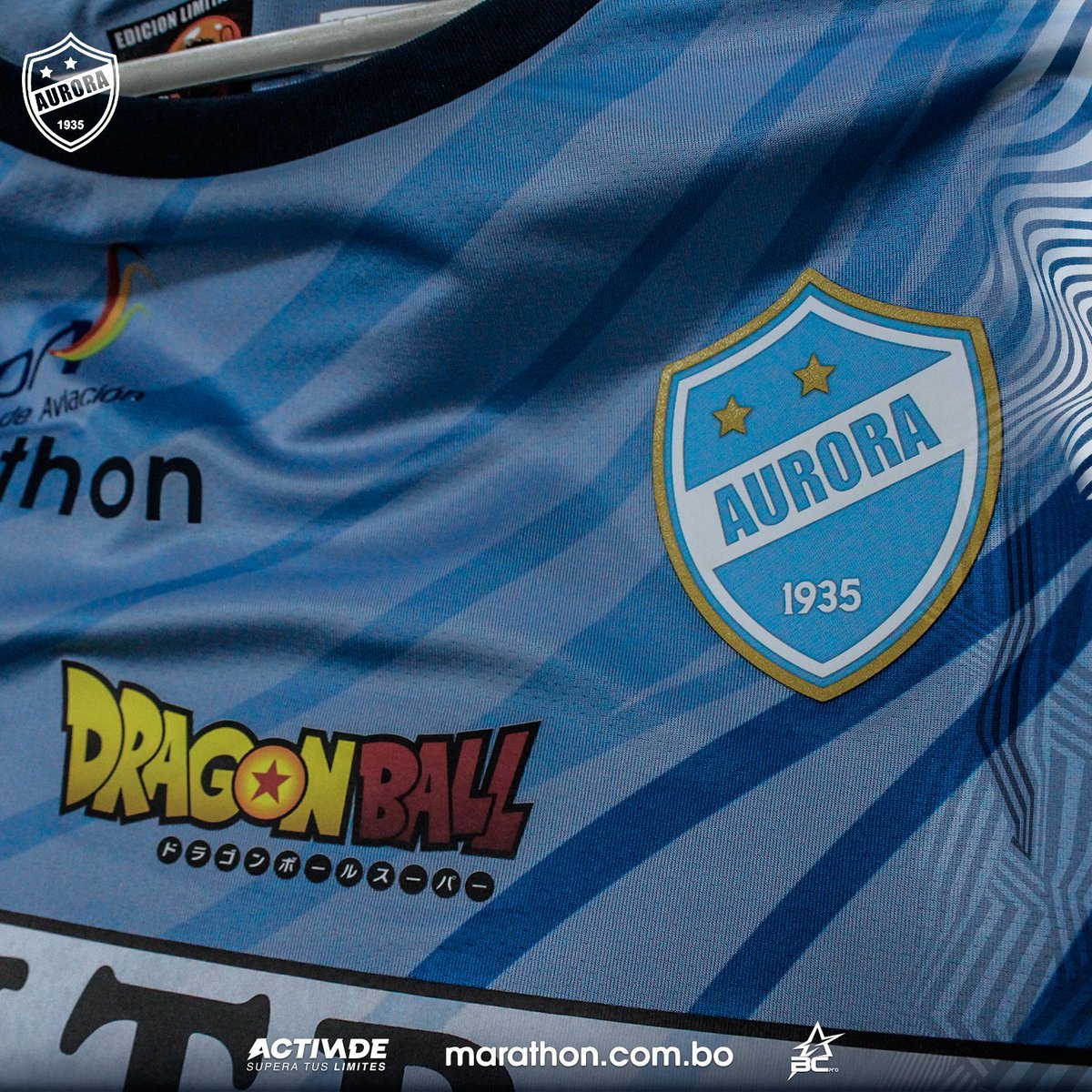 VSportsTM's tweet photo. La camiseta que utilizó Aurora 🇧🇴 en el partido del último domingo vs. Jorge Wilstermann. Es en homenaje por la muerte de Akira Toriyama, creador de Dragon Ball. https://t.co/kPzcLltITg