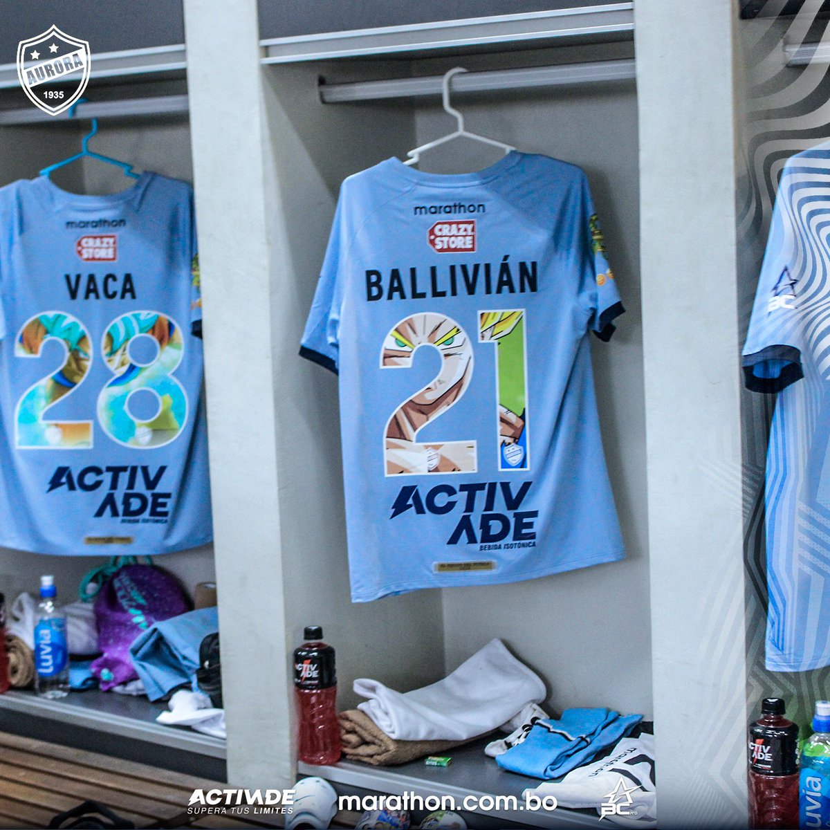 VSportsTM's tweet photo. La camiseta que utilizó Aurora 🇧🇴 en el partido del último domingo vs. Jorge Wilstermann. Es en homenaje por la muerte de Akira Toriyama, creador de Dragon Ball. https://t.co/kPzcLltITg