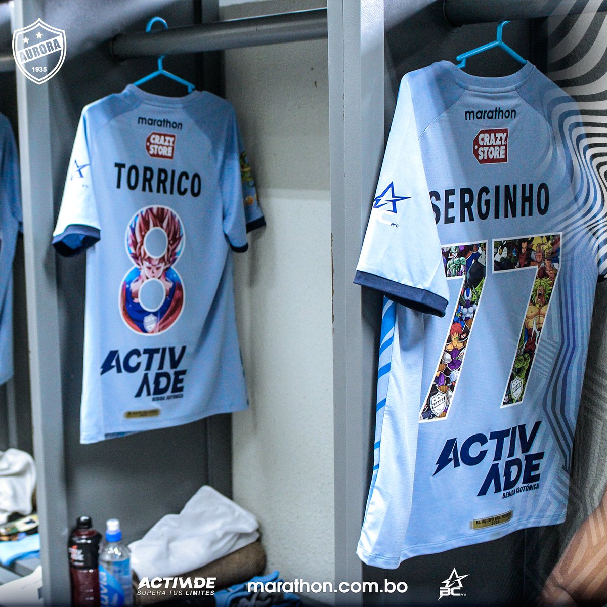 VSportsTM's tweet photo. La camiseta que utilizó Aurora 🇧🇴 en el partido del último domingo vs. Jorge Wilstermann. Es en homenaje por la muerte de Akira Toriyama, creador de Dragon Ball. https://t.co/kPzcLltITg