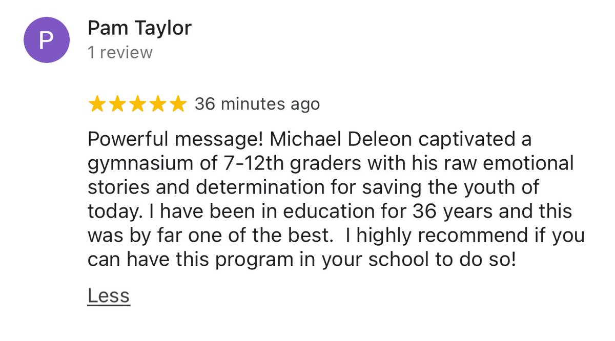 We love to see comments from the schools we attend! Thank You Pam Taylor for your kind words.