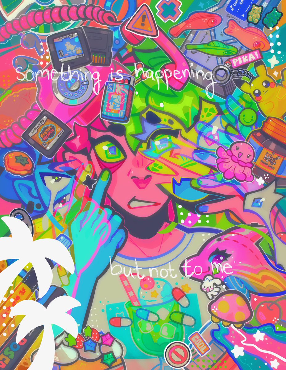 fruitosphere's tweet image. oh and i didn't post this because i kinda had to let it settle first but... here's a lil personal piece about identity/dissociation (but also an excuse to draw a whole lot of items)