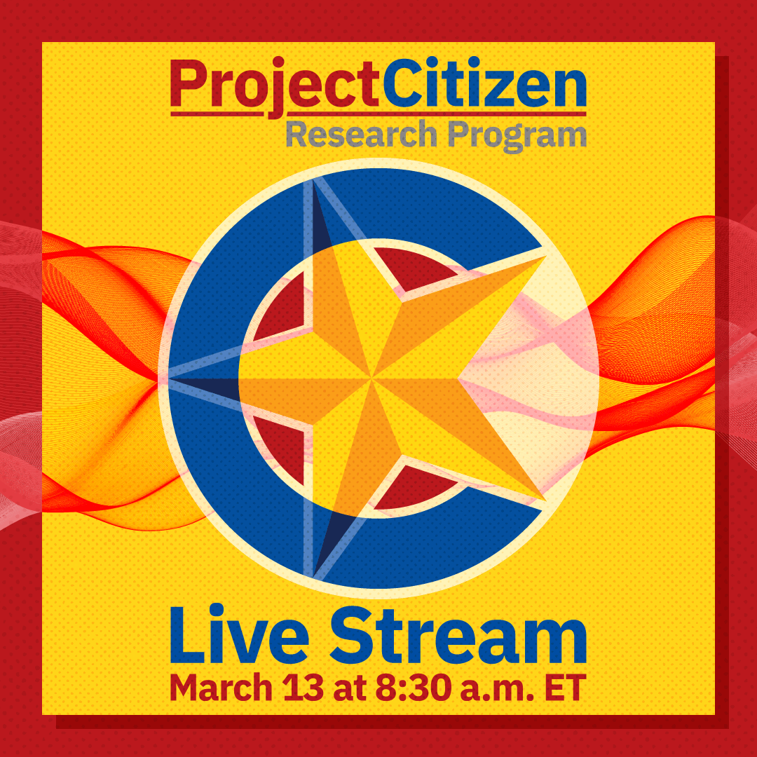 CivicEducation's tweet photo. We’re proud to be taking part in #CivicLearningWeek! Join us Wednesday for our livestream of the Project Citizen Research Program Culminating Conference, “Educating Students for Civic Engagement” starting at 8:30 a.m. ET. 

➡️ https://t.co/gEpVujA8fx ⬅️ 

#civiced #PCRP https://t.co/AvBFyguZRR