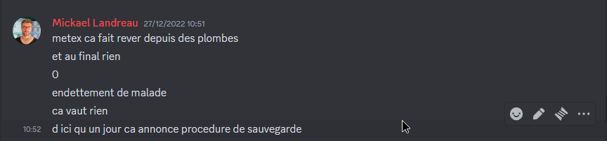 LandreauMickael's tweet image. #metex procedure de sauvegarde
La speculation a ses limites , et c est pas faute d avoir prevenu sur le salon @MTTRADING_OFF