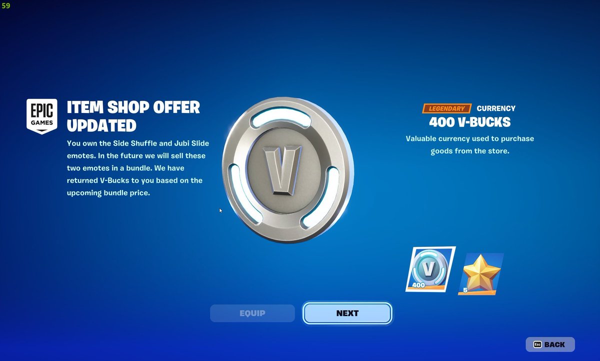 HYPEX's tweet image. 400 VBucks has been given out to players who own the "Side Shuffle" &amp;amp; "Jubi Slide" similar emotes, and they will both be sold in a bundle in the future ‼️

[Spotted by @Endtitan &amp;amp; @ItsUnusuaI]