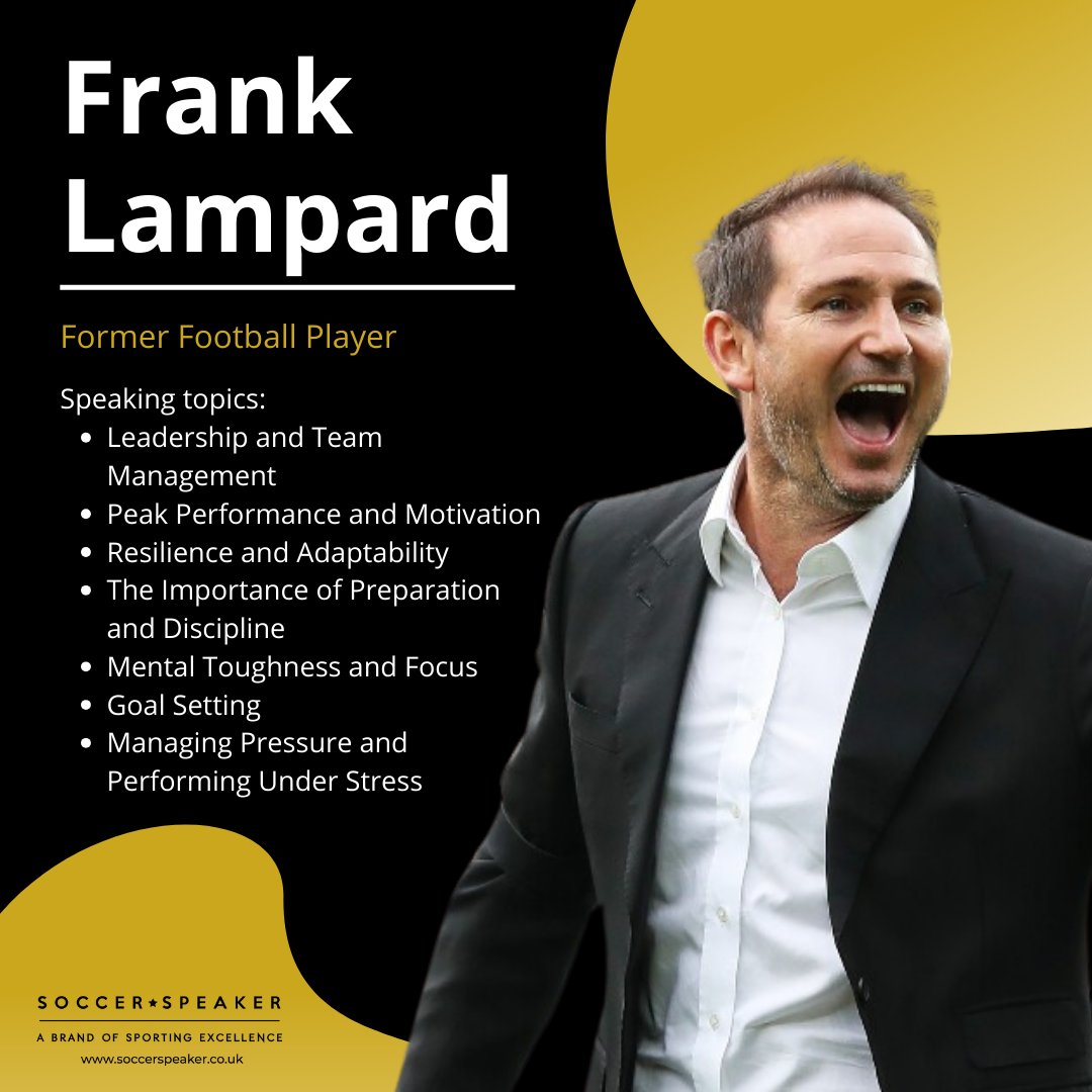 Ignite your team's winning mindset with football icon Frank Lampard! 🏆 Gain invaluable insights on team dynamics, leadership, and peak performance. Book now to unlock success! #FrankLampard #Leadership #Motivation