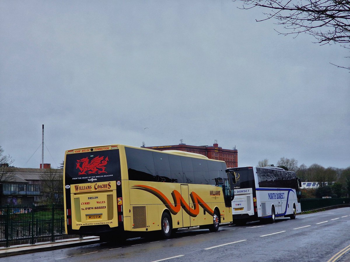 Our driver Andy was out in our 57 seater executive coach Esther SU22 NDT was in Bristol today with a group from Sherborne whilst parked up a fellow Vanhool operator <a href="/WilliamsCoaches/">Williams Coaches</a> parked behind us with the pair of them looking lovely and with personlised registrations