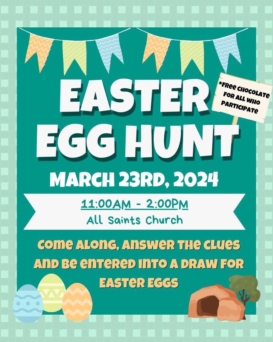 Our #Easter programme starts with a good old Easter Egg Hunt around Church next Saturday, 23rd March. Pop in anytime between 11am and 2pm and, of course, there’ll be chocolate… #allsaints #ilkley #egghunt (1/2)