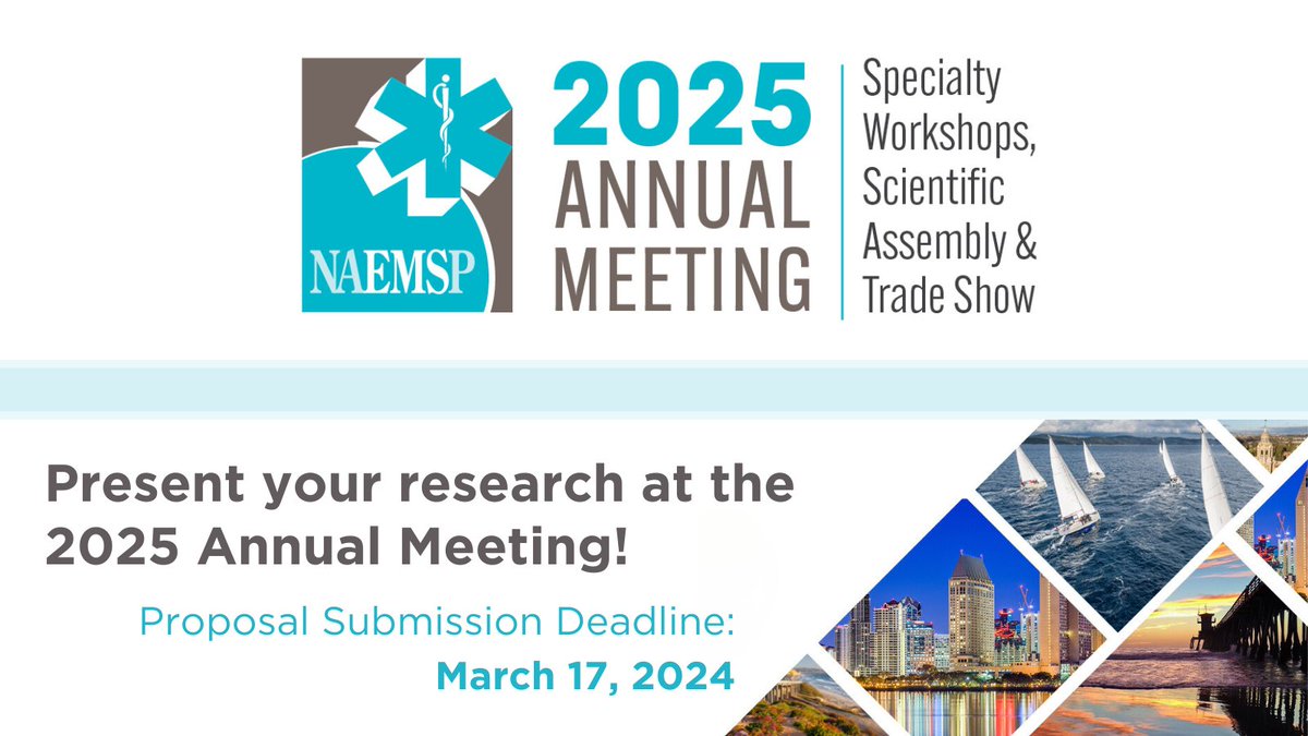 Are you interested in speaking at NAEMSP's 2025 Annual Meeting? It's the final week to submit a presentation proposal! Please read the submission guidelines carefully, and complete your submission by the March 17 deadline: bit.ly/3IqKXLr