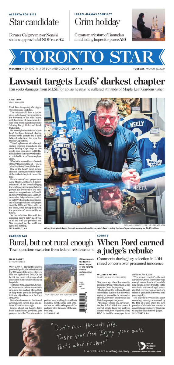 Today’s @TorontoStar A1: