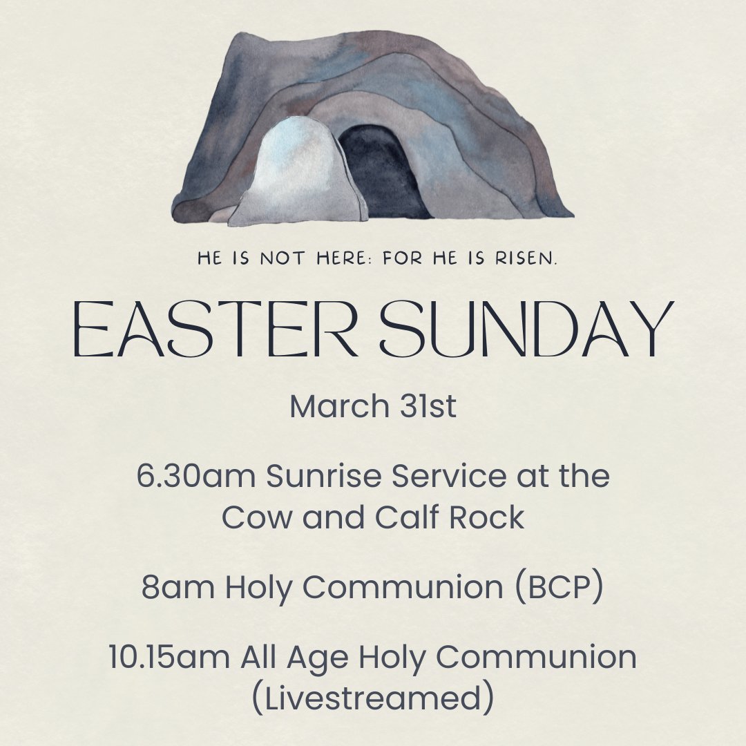 Please join us at our #Easter services too! Details are below and also available on our website at allsaintsilkley.org/Easter. We hope to welcome lots of you over the next few weeks!

#allsaints #ilkley #palmsunday #maundythursday #goodfriday #eastersunday

(2/2)