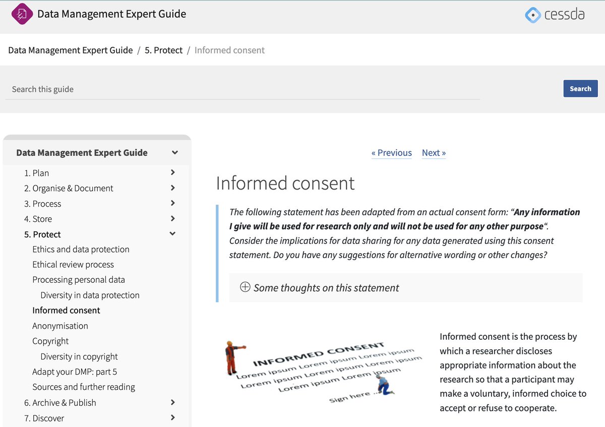 Are you a researcher planning interviews or surveys? Look at the section on informed consent of CESSDA data management expert guide #DMEG: dmeg.cessda.eu/Data-Managemen… Learn about granular consent & differences in European countries. 🇪🇺 #GDPR @UKDataService @gesis_org #DMMonday