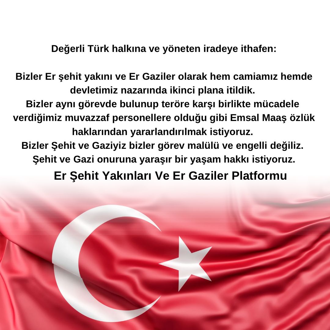 ErSehitveGazi's tweet photo. Değerli Şehit Yakınlarımız, Gazilerimiz ve Türk Halkı!

Bu sayfanın kuruluş amacı camiamızın sesini duyurmak, mağduriyet yaşadıkları konulara dikkat çekmektir.

Twitter kullanım şartlarına uygun hesap ihtiyacı için bu hesaba taşınmış bulunmaktayız. Saygılarımızla https://t.co/qzjcFIO10H