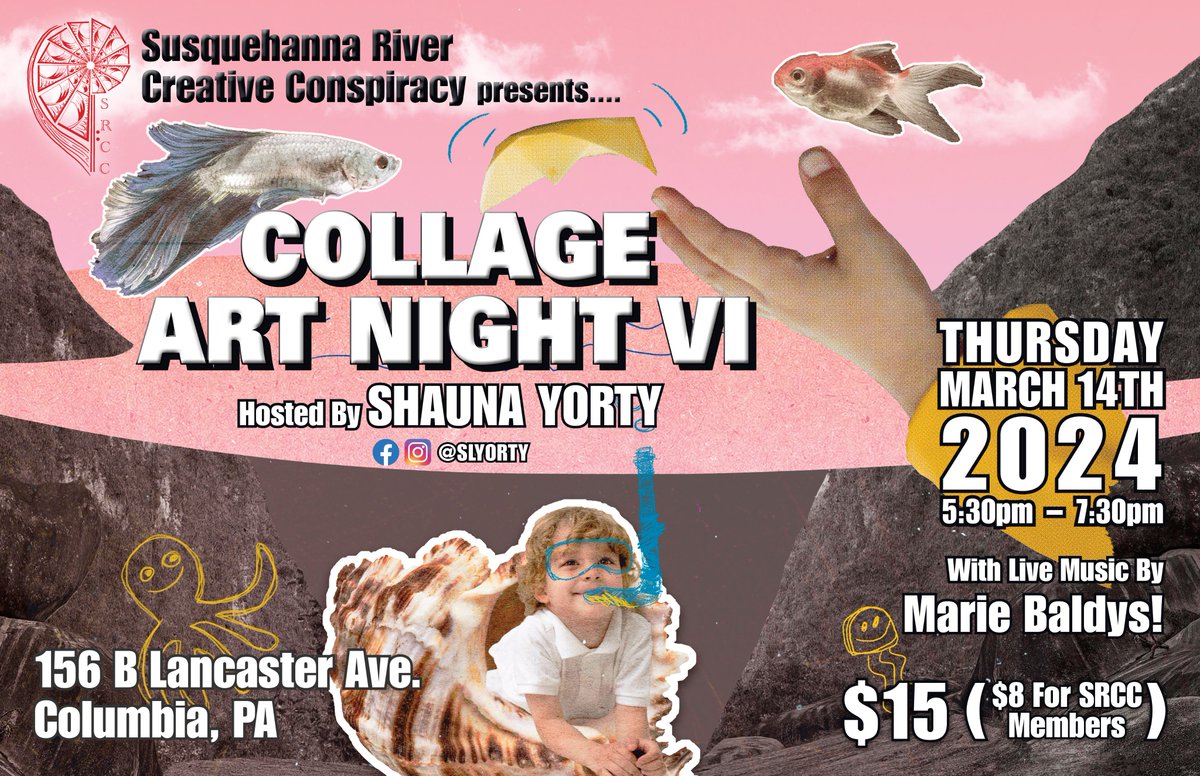 srccpaart's tweet photo. THIS THURSDAY!
Shauna Yorty is returning once again to the SRCC to  host our 6th Collage Night on March 14th, 2024, but this time with  something new... Live Music by Marie Baldys!
(1/4)
#SRCC #collageart #workshop #collageartist #collage #art #artist #music https://t.co/HmSqu3OFD4