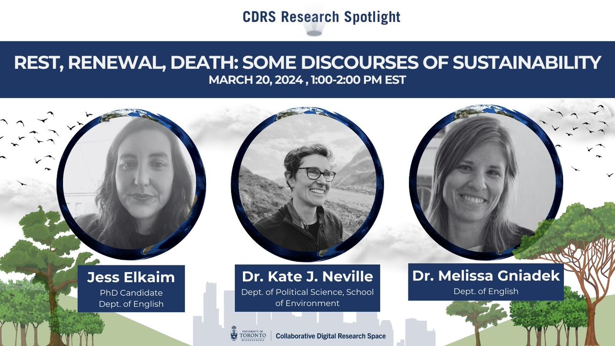 🌳 MARCH 20 | 1-2PM | HYBRID Join CDRS next Wednesday for a new Research Spotlight which brings scholars together to explore the different ways they're thinking about 'sustainability.' • Attend in person: bit.ly/3Vjej63 • Attend via Zoom: bit.ly/3v76TIw