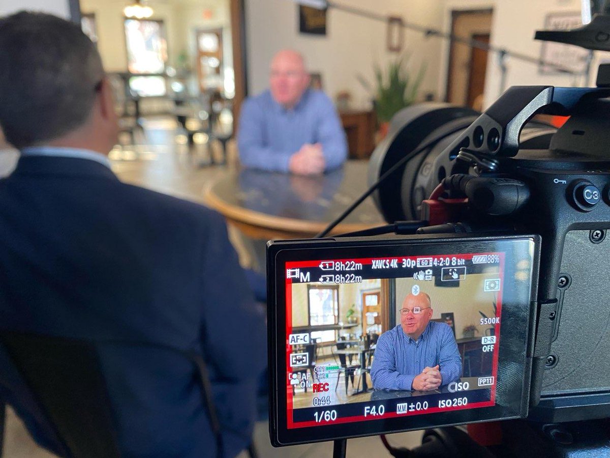 Behind the scenes shot of our latest video shoot in <a href="/whitewaterwigov/">City of Whitewater</a>  Great interviews with people telling stories as we create a promotional video on 'why choose Whitewater.' Thanks to Darrell for the pic.
#videomarketing #storytelling #economicdevelopment #travel #tourism