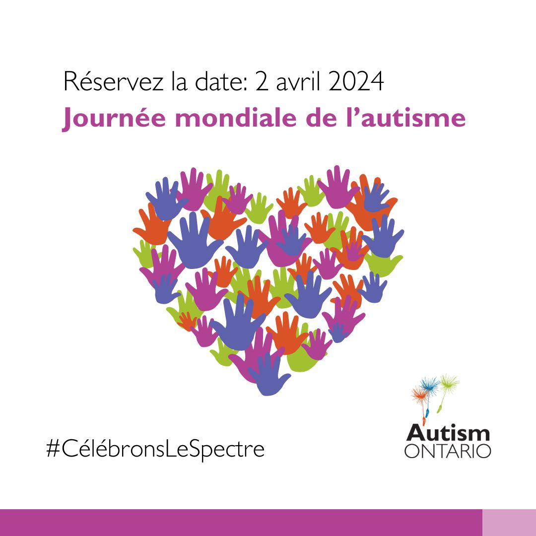 Célébrez le spectre avec Autisme Ontario en cette Journée mondiale de l'autisme ! Participez à un plaidoyer positif, découvrez l’autisme et contribuez à rendre nos communautés inclusives pour tous. Pour en savoir plus: celebratethespectrum.com/fr/april-2024-… #CelebronsLeSpectre #AutismMatters