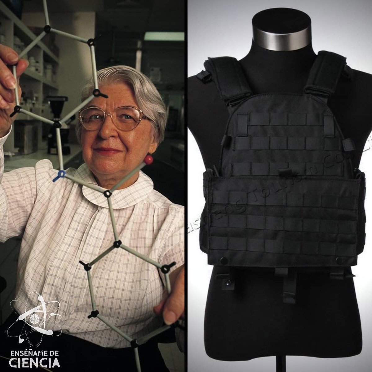 Stephanie Kwolek fue una química estadounidense. En 1965 descubrió de manera casi accidental el material sintético que la haría mundialmente famosa: el kevlar, una poliamida más resistente que el acero y que soporta altas temperaturas; en la actualidad es utilizada en la