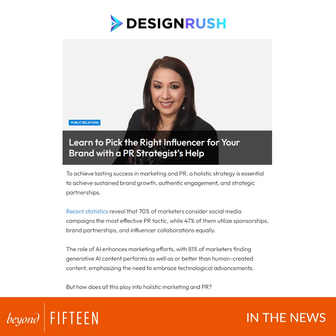 Leslie Licano, co-founder of Beyond Fifteen, contributed to a piece in DesignRush on omnichannel marketing that goes beyond short-term wins to create lasting recognition. Check it out!

spotlight.designrush.com/interviews/hol…

#BeyondFifteen #marketing #PR #thoughtleadership #agency #strategy