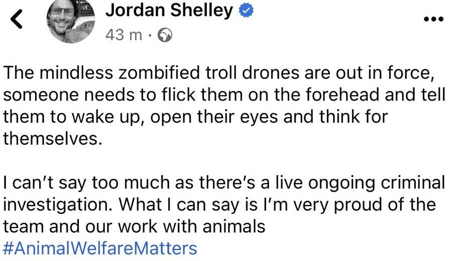 he was too frightened for anyone to handle him  @jordanwshelley was going to sedate him but Clare begged him to let me bring him out.  He was trying to climb up my legs and wet himself out of fear.  I had to load my terrified boy into a crate and watch them drive him away
3/3