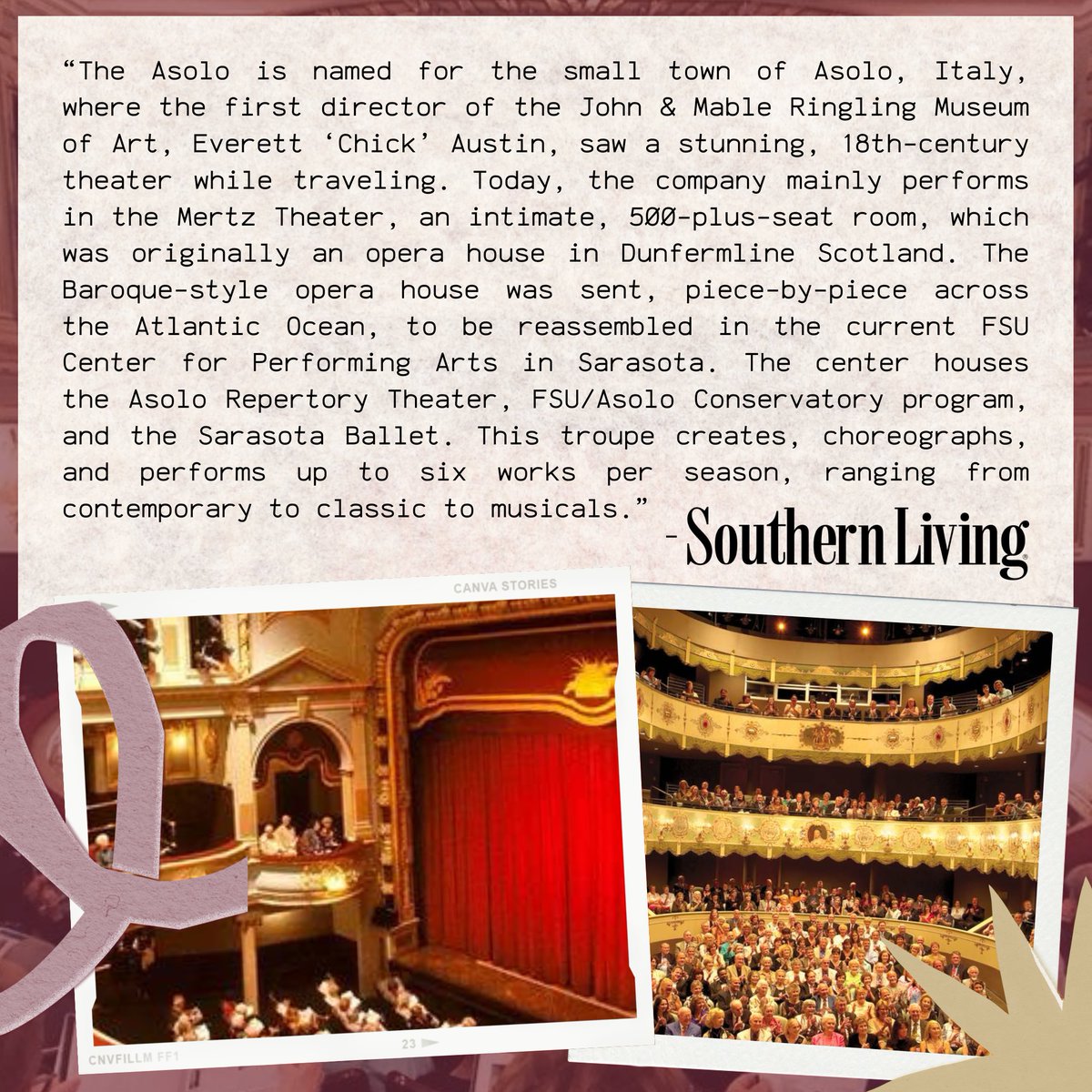 CFAfsu's tweet photo. In case you missed it, Southern Living has named the Asolo Repertory Theatre as one of its 'Top 10 Most Beloved Historic Theaters In The South'! 🎭👏
Click the link below to read the full article ⬇️
https://t.co/hcqHBrNHwH
#FSUTheatre #FSUCFA #FSU #AsoloRep #SouthernLiving https://t.co/wEuUl4iw58