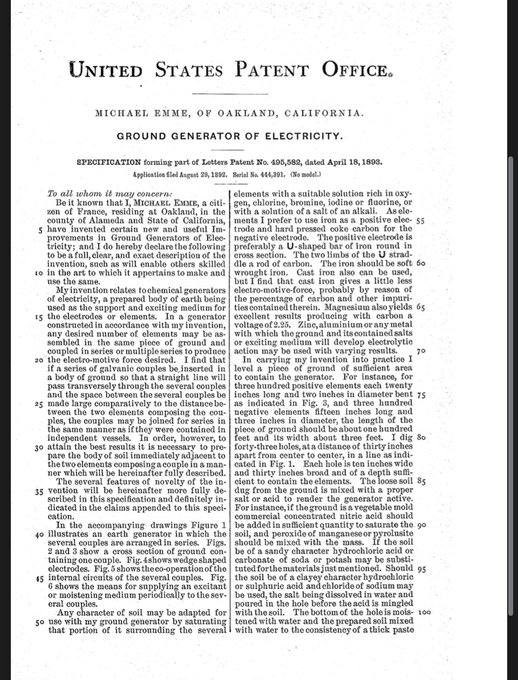 TedLogan1010's tweet photo. The only way to get power is by paying your electric company. 

There is definitely no such thing as an Earth Battery 

And there is absolutely no US Patent for it from 1893 

Stop being crazy! https://t.co/lLXgGhv4xX