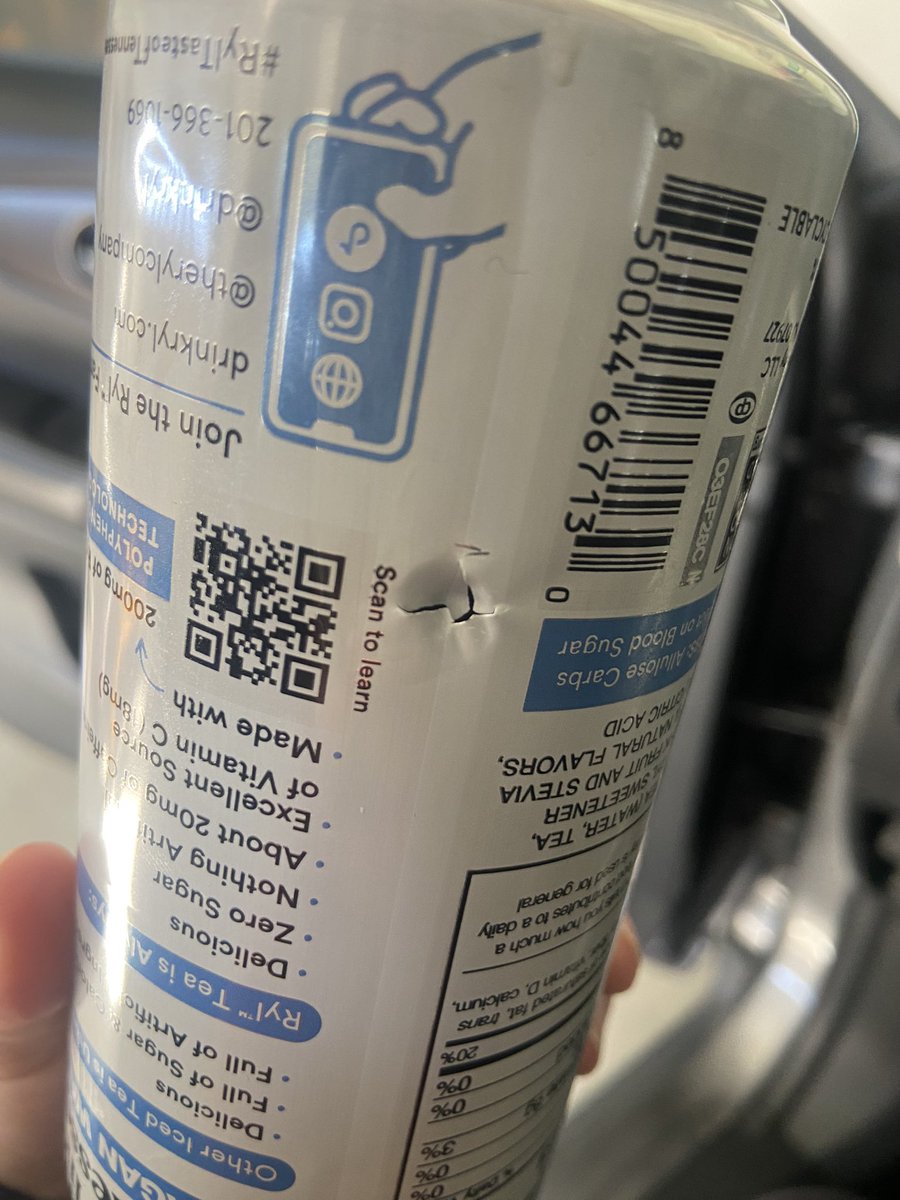 KBrookeHaynes's tweet photo. @therylcompany please make your cans thicker. I barely tapped this on the buggy and it exploded 😭 https://t.co/m7rP102M0j