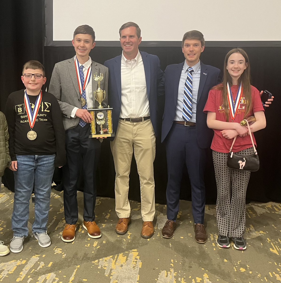 Congrats to our <a href="/BoyleEagles/">Boyle County Middle School</a> Future Problem Solving Team for placing 5th overall at the KAAC State Governor’s Cup finals—our school’s third time on stage in three years! They’ve secured a spot to <a href="/FPSPI/">FPSPI</a> IC. And thanks <a href="/GovAndyBeshear/">Governor Andy Beshear</a> for always showing up to hand out awards!