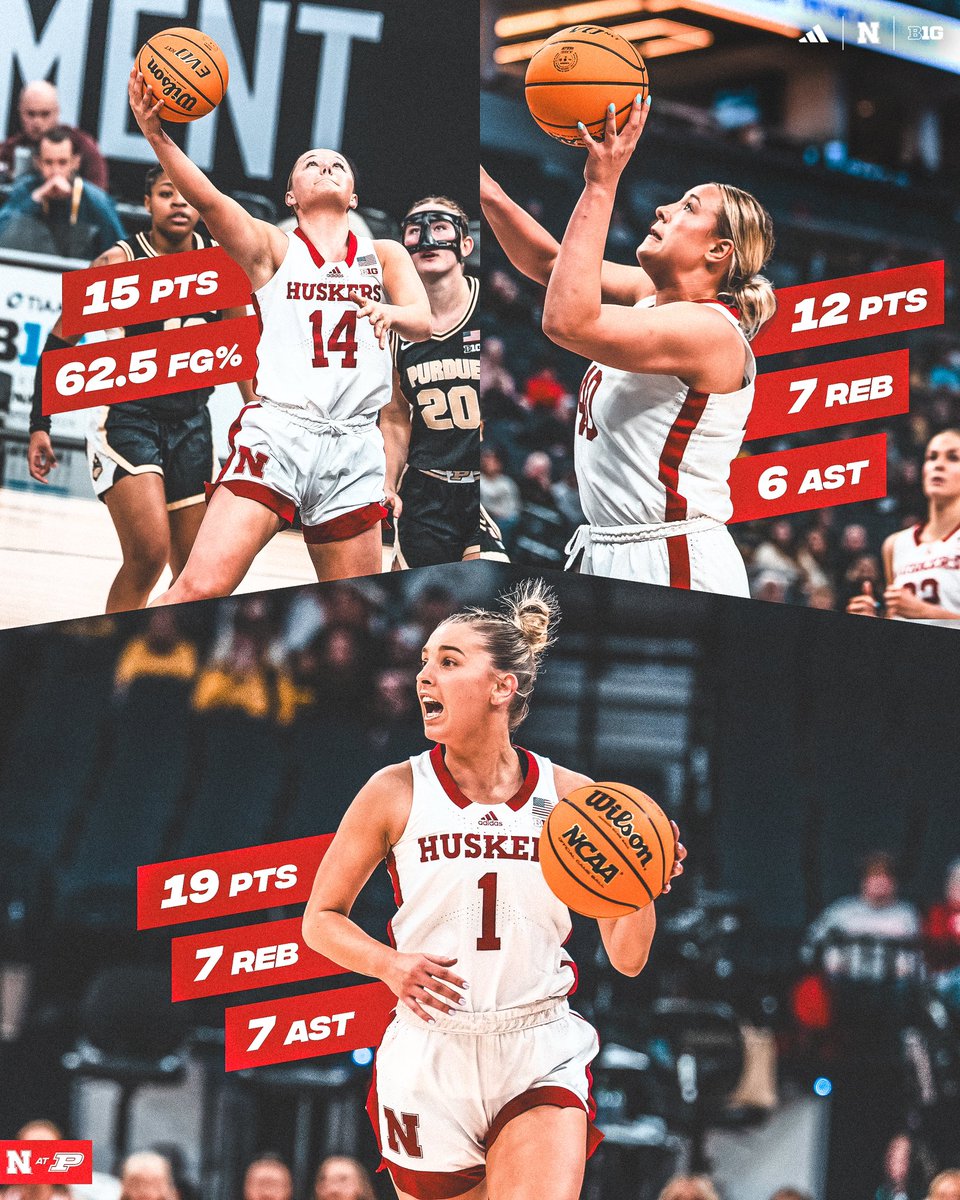 👏 team effort all week long 3 Huskers reached double digits against Purdue on Thursday!