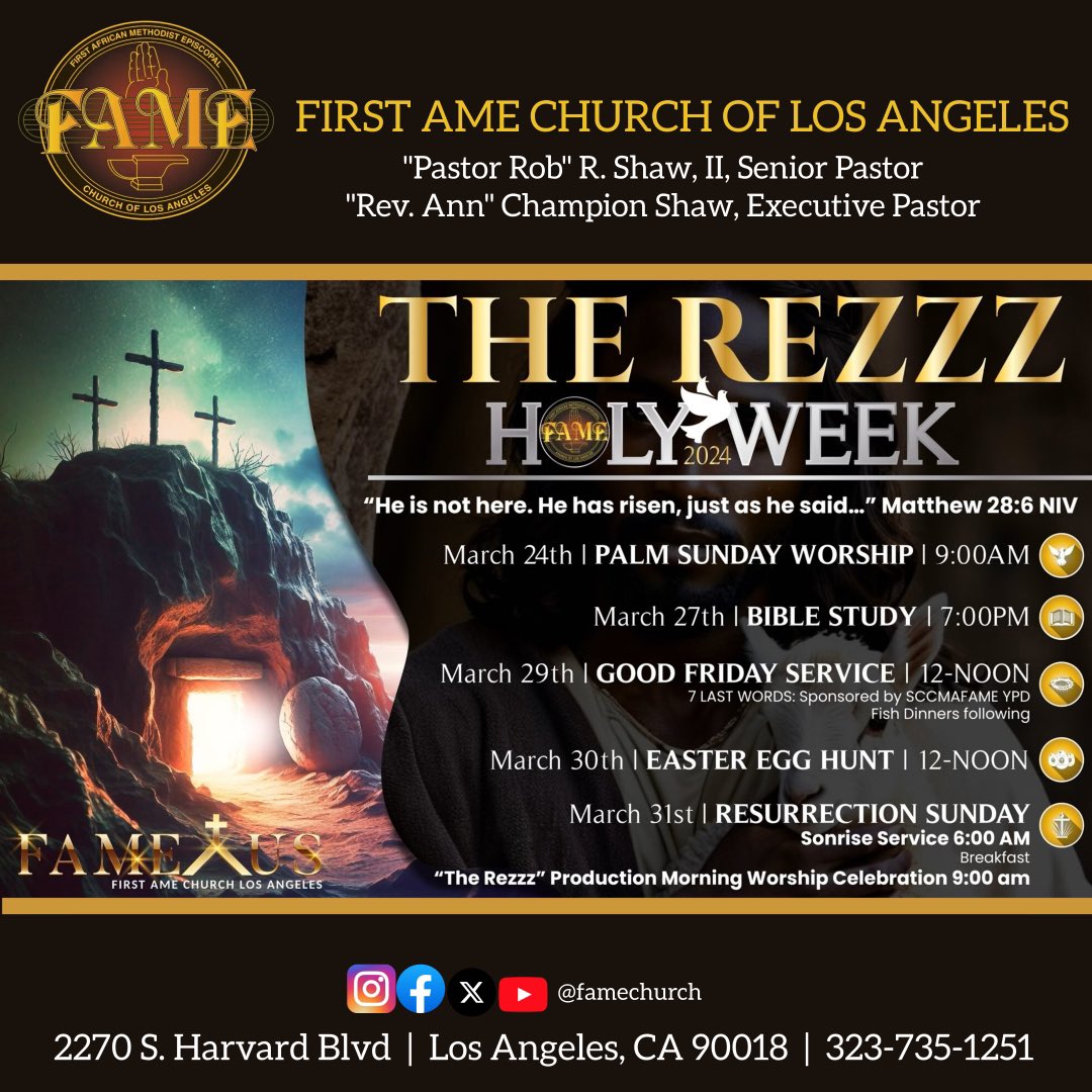 Join us for Holy Week. #firstamelosangeles #firstamelaca #fame_us #FAMEUS #firstameholyweek #famelosangeles #fame_la #fame_loslangeles