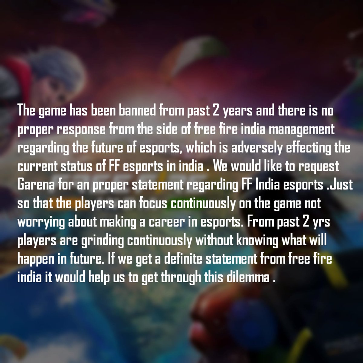 GraphyGamer25's tweet photo. Tired fingers posting
#saveFFindiaEsports https://t.co/gNI3xbQeAU