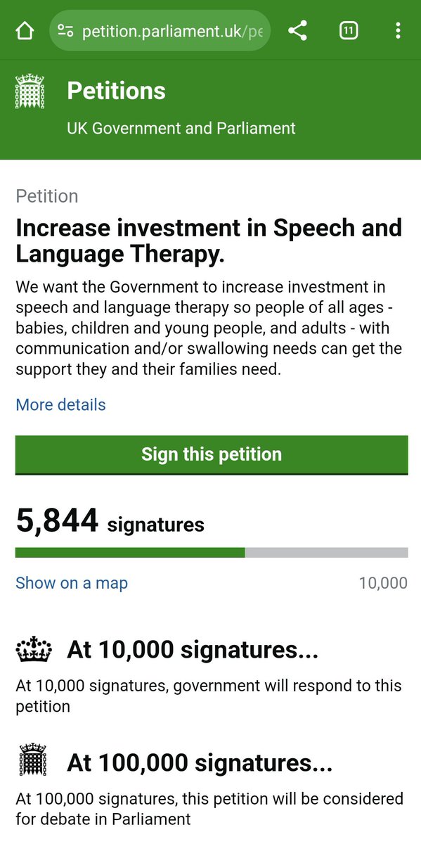 There's now 5,844 signatures on <a href="/MikeysWish_VDA/">Mikey's Wish Foundation</a>'s #InvestInSLT petition. 58% of the way to a Government response! 🎉 And we're still on the petitions homepage, alongside the #YesToDignity #AssistedDying petition. Can we reach 6,000 this evening? 🤞🏿🤞🤞🏾
petition.parliament.uk/petitions/6579…