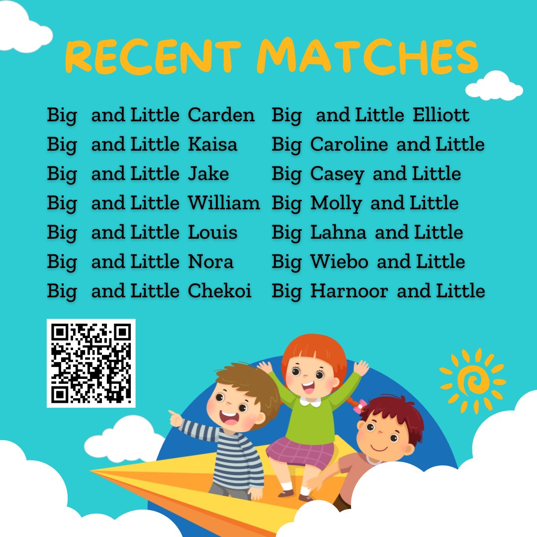 Welcoming our new matches in the BigBunch Program! 🎉 Your support as a Big makes a world of difference in these youths' lives. Ready to make a lasting impact? Scan the code or visit becomeabig.ca to join us! #BiggerTogether