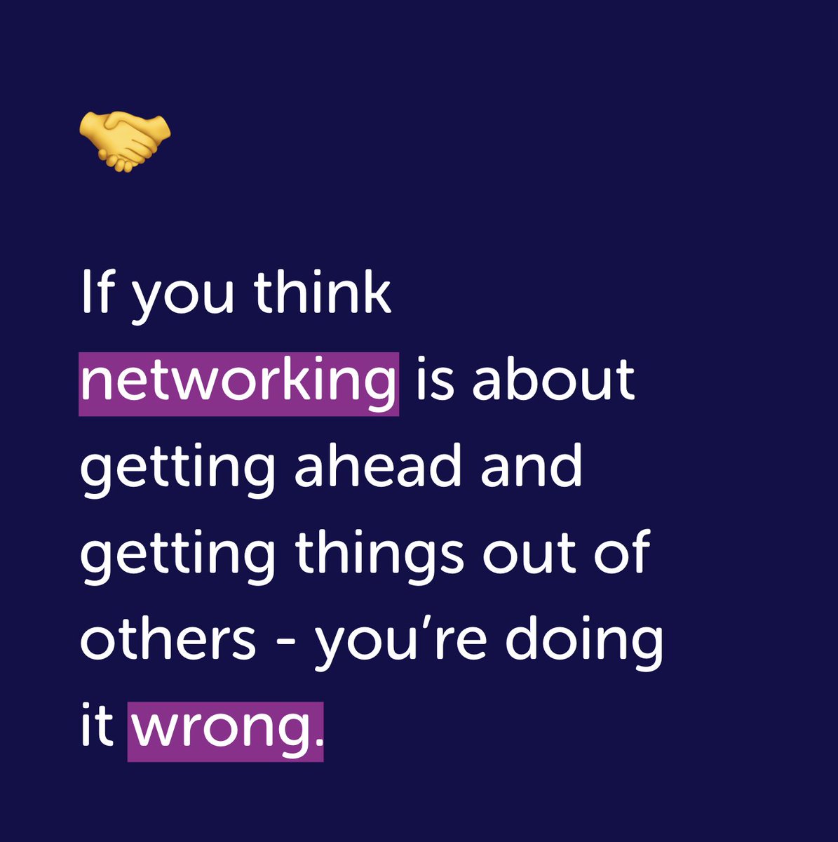 Instead of thinking about networking as a transaction, be generous. Listen for ways you can help, connect people, and be a resource. 

This will form deeper relationships and a feeling of reciprocity when you have an important ask. 

#networking #MBA