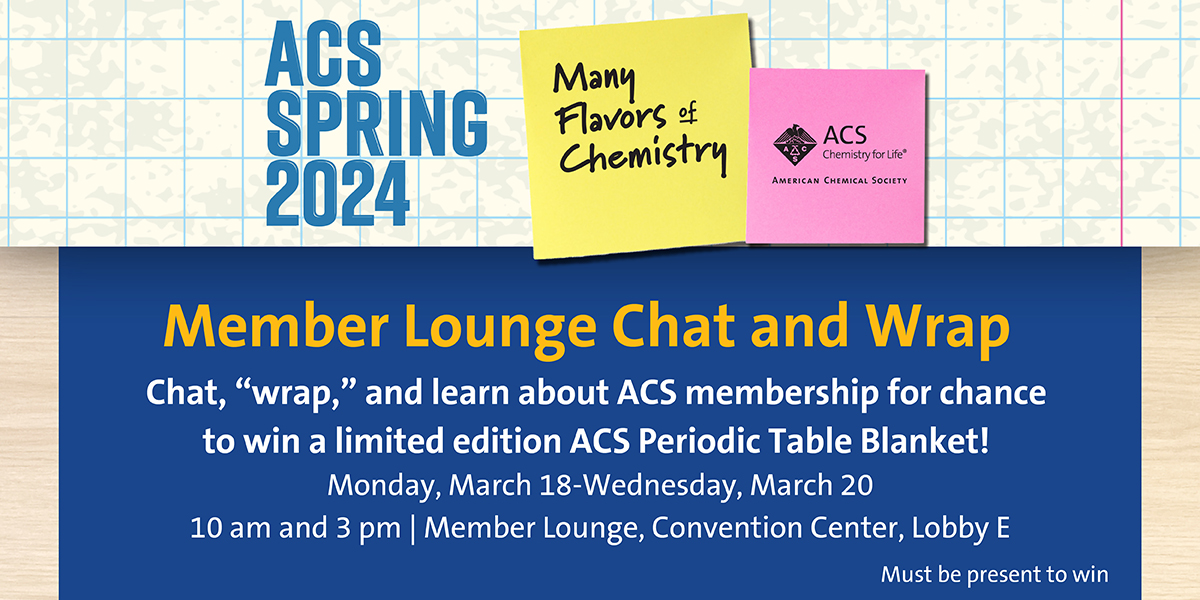 AmerChemSociety's tweet photo. The ACS Membership team is excited to see everyone next week at #ACSSpring2024 to chat and "wrap" about membership! Attend the sessions at 10AM & 3PM CDT for a chance to win a limited edition ACS #PeriodicTable Blanket.
#Chemistry #Science #ACSMember https://t.co/yUvoWY6bvZ