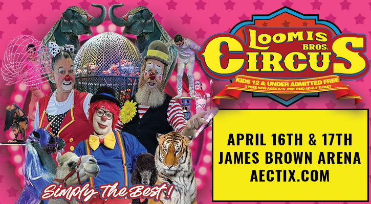 ✨JUST ANNOUNCED✨ The Loomis Bros Circus is coming to the James Brown Arena on April 16th & 17th for THREE spectacular shows! Tickets go on sale Saturday, March 23rd at 10am.