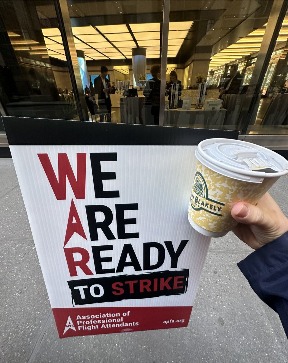 This morning, APFA Flight Attendants showed up to protest @AmericanAir's continued war on its largest unionized workgroup during the airline CEO gathering at the @jpmorgan Industrials Conference. Where's our contract, Robert? #Strike #1u