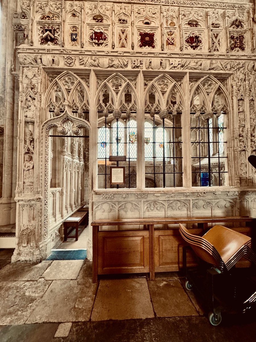 The really wonderful pale stonework in Exeter Cathedral. (I’m sorry about the chair vehicle. 😬)