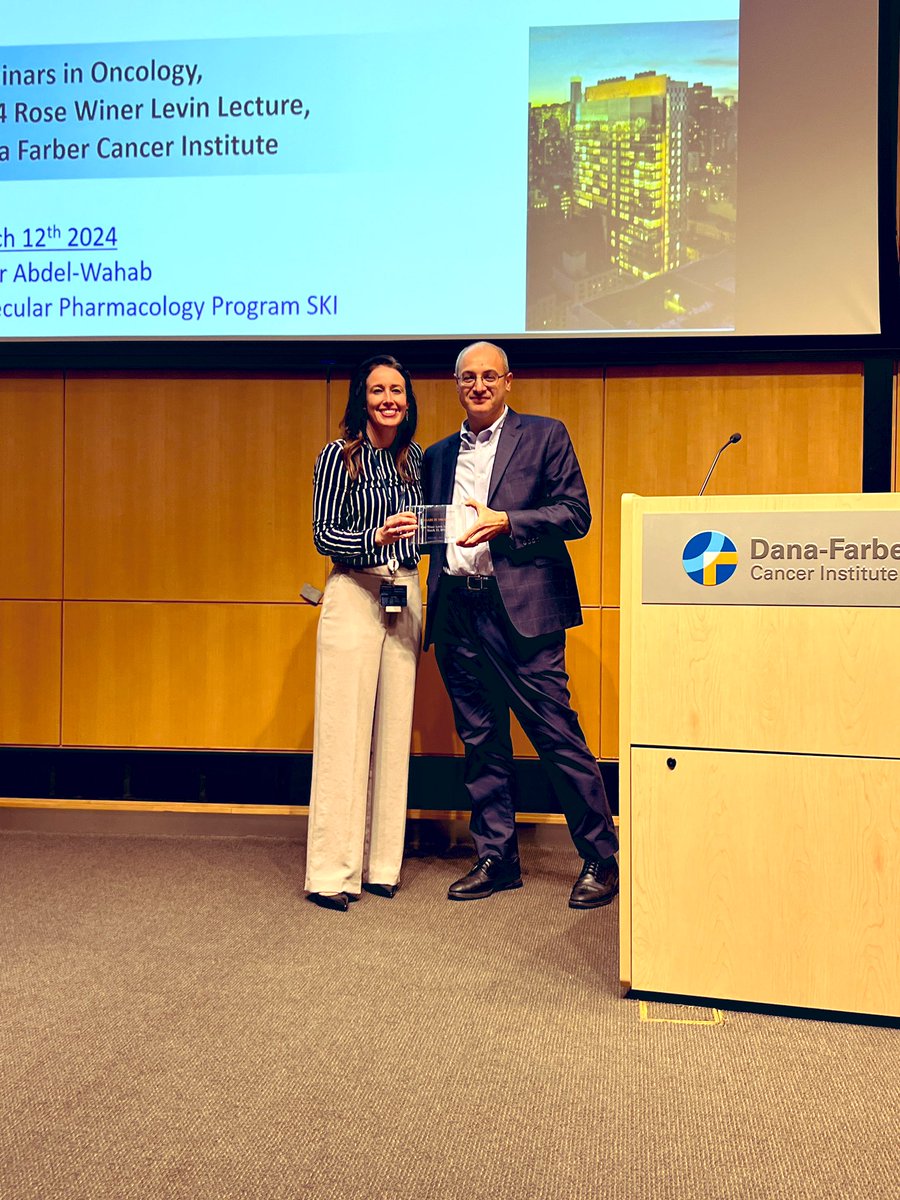 Happy to be hosting @AbdelWahablab from @MSKCancerCenter today at @DanaFarber for the Rose Winer Levin Lecture of our Seminars in Oncology series! #RNAsplicing #cancer