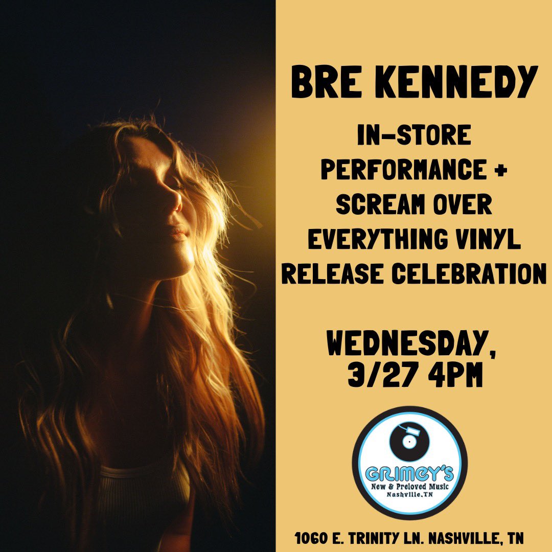 π΅π
πΈ πΎπΈπππΈπ·π (@iambrekennedy) on Twitter photo NASHVILLE β’ I will be at <a href="/Grimeys/">Grimey's Nashville</a> 3/27 performing the songs from my new album "Scream Over Everything" & signing my first ever vinyls. Come celebrate with me π NASHVILLE β’ I will be at <a href="/Grimeys/">Grimey's Nashville</a> 3/27 performing the songs from my new album "Scream Over Everything" & signing my first ever vinyls. Come celebrate with me π