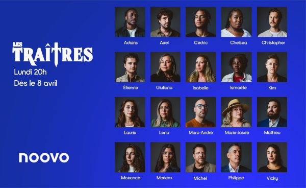noovo_ca's tweet photo. L’identité des 20 invités qui débarquent dans l’intrigant manoir est désormais dévoilée! 💙✨
Les Traîtres, lundi 20h dès le 8 avril sur Noovo et en rattrapage sur https://t.co/EM0oCs2XcX.

#LesTraitresQc #noovo @EntourageCie @karinevanasse https://t.co/jlQBexzYlt