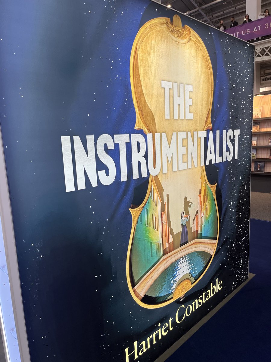 First day of the fair, and I’m blown away by the Bloomsbury stand featuring enormous artwork for #TheInstrumentalist ahead of publication, their biggest debut for the Autumn ⁦@HConstable⁩ ⁦@BloomsburyBooks⁩ #LBF2024