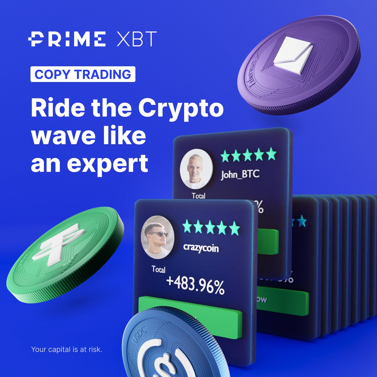🏄 Catch the market waves with #CopyTrading Copy the moves of experienced  traders and ride toward success together. ➡️ Copy Trade here:  https://t.co/T9Lp5CQLZE #PrimeXBT #Trading
