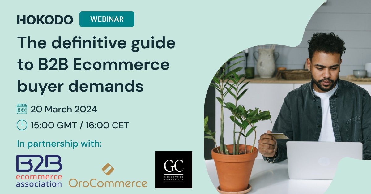 We’re proud to have collaborated on Hokodo’s upcoming research report on B2B eCommerce buyer demands in 2024!  To mark the occasion, we'll join Hokodo for a webinar on meeting #B2B buyers’ expectations this year.

Save your spot now 👉eu1.hubs.ly/H082slb0 

#b2becommerce