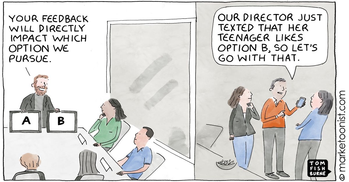 annettefranz's tweet image. Behind the Focus Group Glass cartoon - Marketoonist &amp;lt;&amp;lt; “If we have data, let’s look at data. If all we have are opinions, let’s go with mine!” | Tom Fishburne bit.ly/3Pi3Unp #data #mrx #focusgroup #customerexperience #voiceofthecustomer