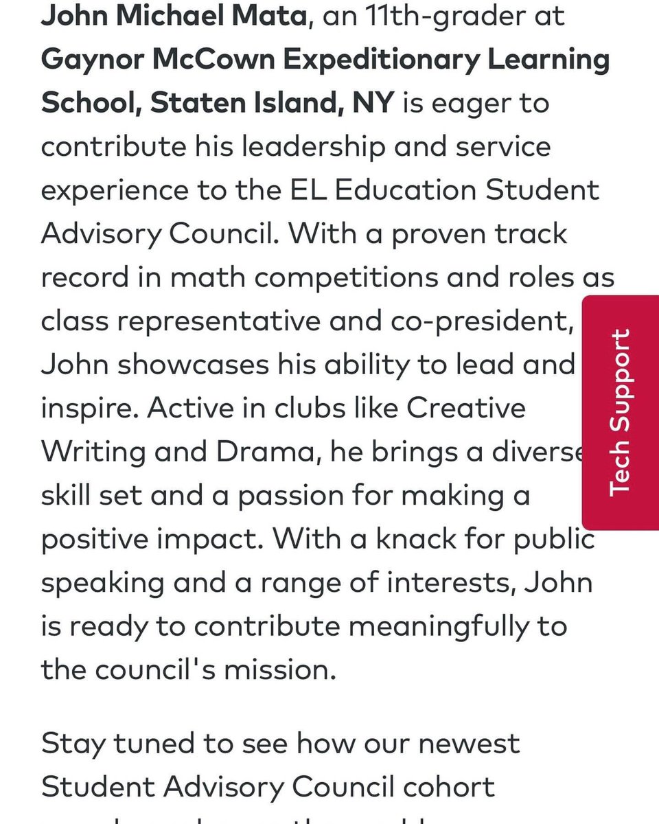 ❤️ @GaynorMcCownELS celebrates John Michael Mata's selection to EL Education’s Student Advisory Council! 🎉 JM is the first McCown student chosen for this prestigious two-year commitment, impacting education nationwide. 🙌🏽📚 Congratulations, JM! 🥳🌟 @eleducation @nycschools