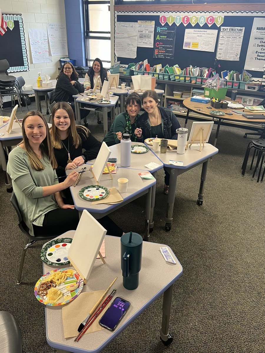 Staff painting party at Lakeview! We love Happiness Month! So relaxing and fun!🧡🦁🎨 #happiness #thelakeviewway #peakmoments