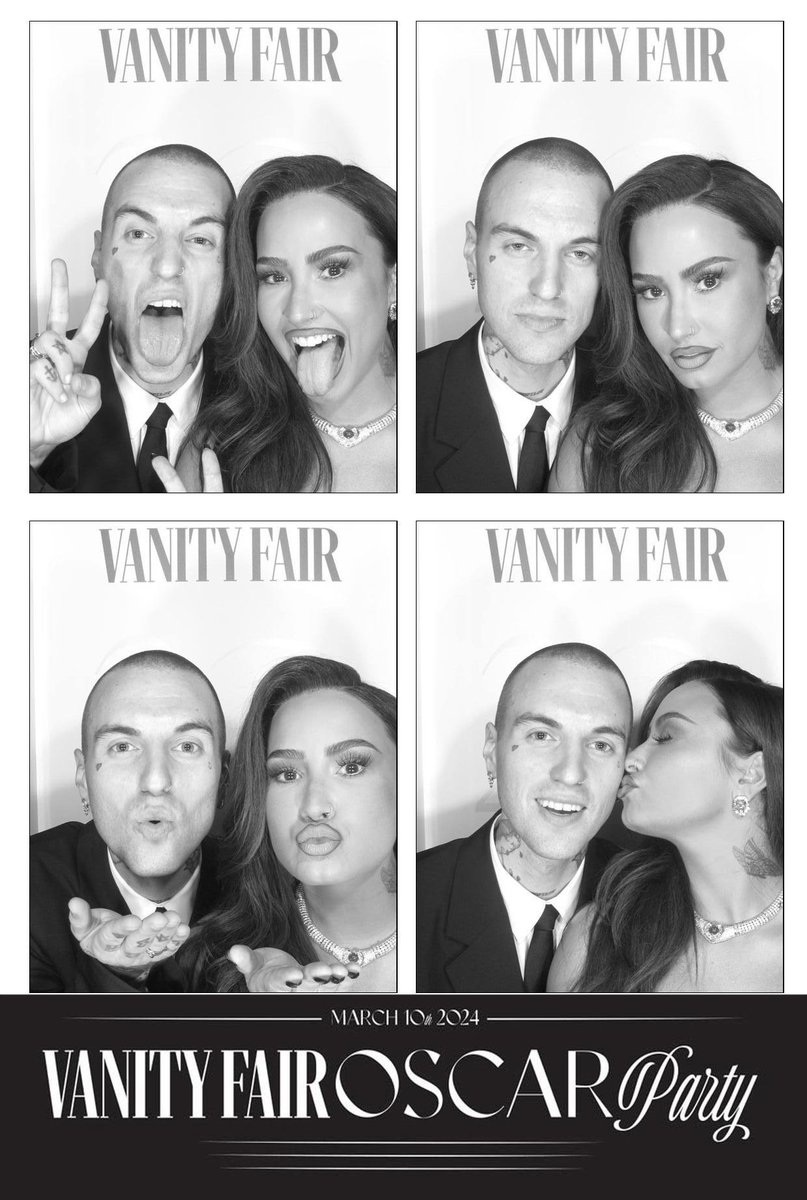 4youcast's tweet photo. #FOTO • Demi Lovato e seu noivo Jutes na cabine de fotos da after party do #Oscars.

#Oscars2024 #4YouCast https://t.co/D3krA5sSfX