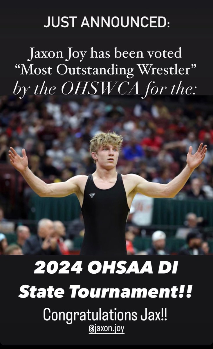 Jaxon Joy the D1 Most Outstanding Wrestler at the State Tournament!