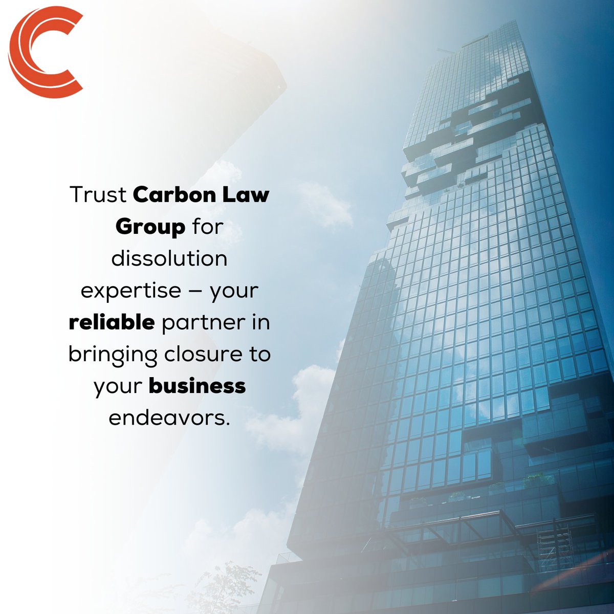 If you've decided to dissolve your business, we'll handle the legal intricacies so you can focus on a smooth transition. Trust Carbon Law Group for dissolution expertise — your reliable partner in bringing closure to your business endeavors.

 #BusinessClosure #LegalGuidance